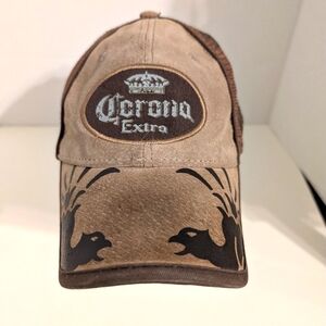 Corona Extra Brown Leather & Mesh‎ Cap Adjustable   NWOT